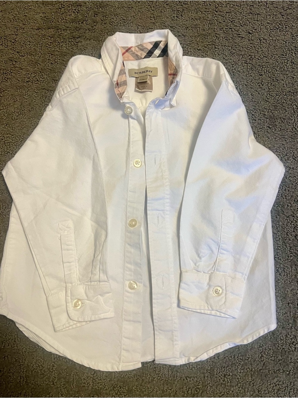 Burberry White Cotton Button-Down Shirt for Kids